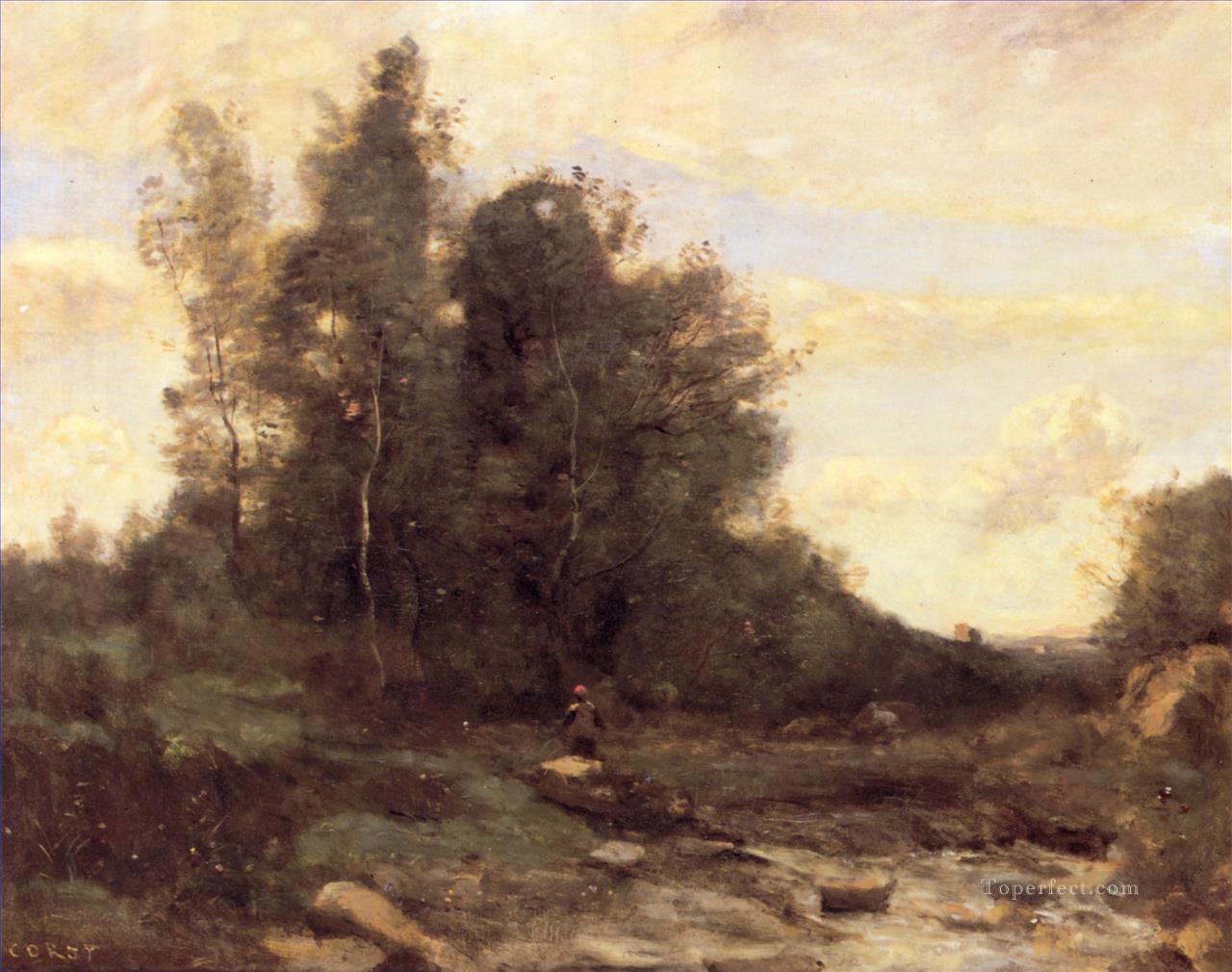 Le torrent pierreaux plein air Romanticism Jean Baptiste Camille Corot Oil Paintings